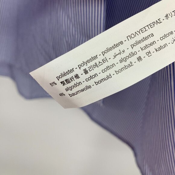 Zara Shirt Poplin Blue Stripe Button Down Roll Tab Sleeve Top - Picture 5 of 12